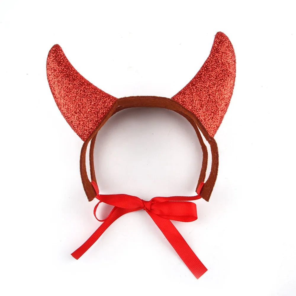 Halloween Ox Horn Headband for Cats Lovely Holiday Costume Pet Head Accessories Adjustable Chihuahua Kitten Decorate Products