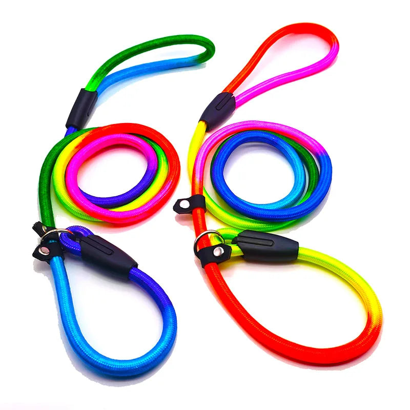 1Pcs Rainbow Nylon Dog Leash Training Dog Personalized Leash Lead Strap Collar 130cm High Quality Dog Harness Color Randomly
