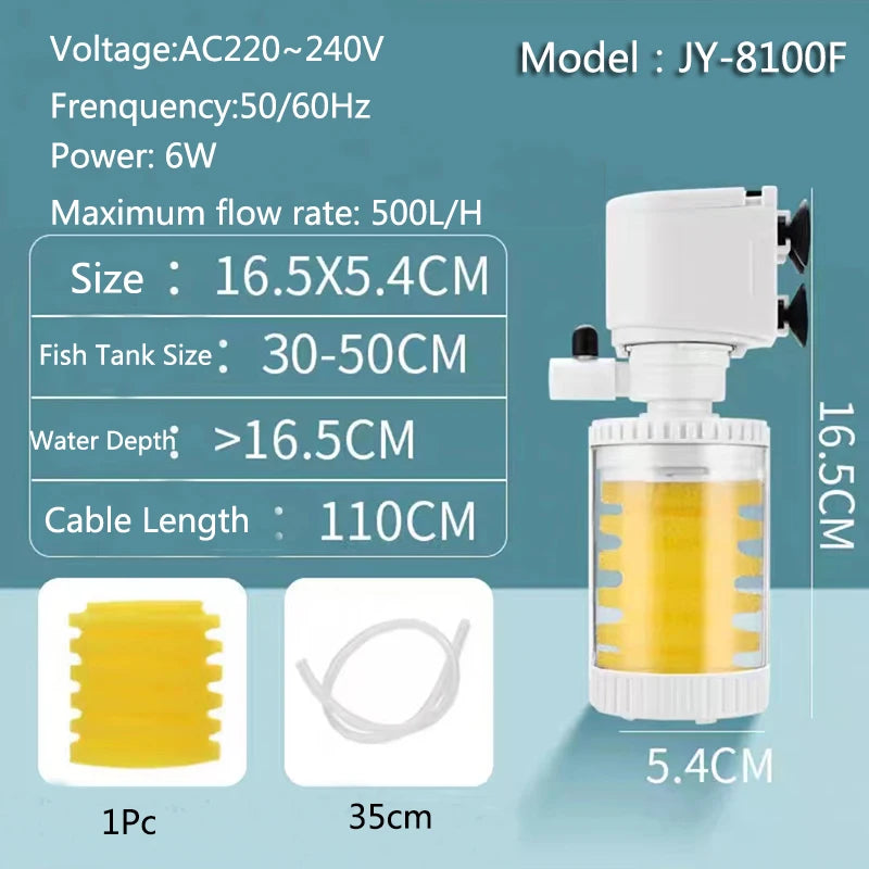 220~240V 3in1Ultra-Quiet Submersible Aquarium Water Pump Water Fountain Pump Filter Fish Pond Tank Fountain built-in Water Pumps
