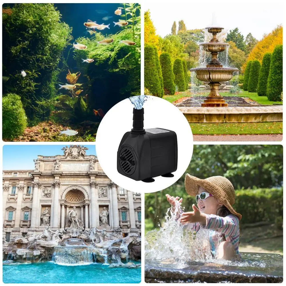 W Ultra Quiet Submersible Water Fountain Filter Fish Pond Aquarium Water Pump Tank Fountain With 12 Lights