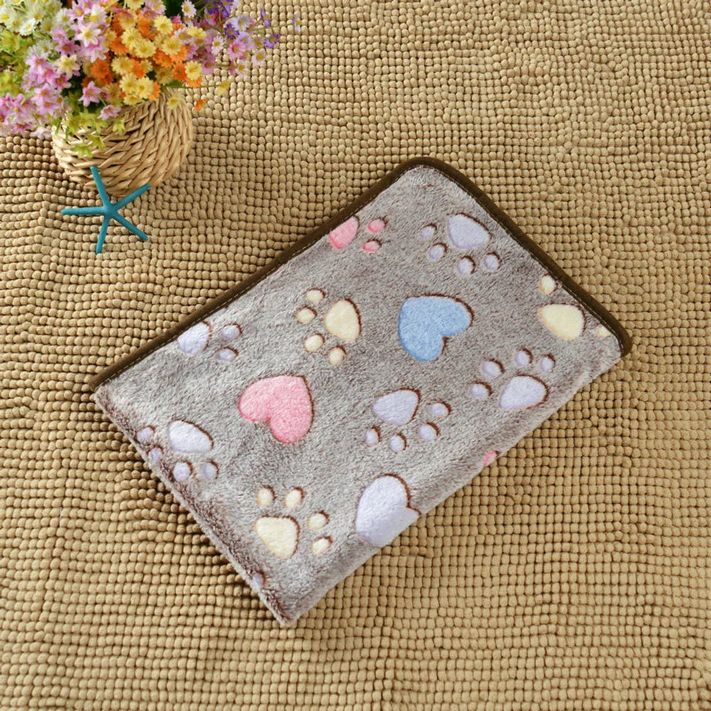 Pet Blanket Dog Puppy Blanket Paw Print Fleece Blanket for Small Medium Large Pet Dog Cat Warm Soft Sleep Mat Doggy Bed Blanket