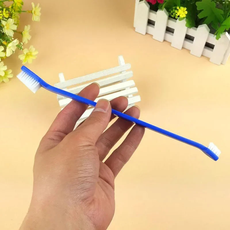 1pcs 22cm Handle Tooth Brush For Pet Dog Cat Plastic Healthy Toothbrush Mouth Cleaning Pet Cat Dog accessrioes Finger Brushes