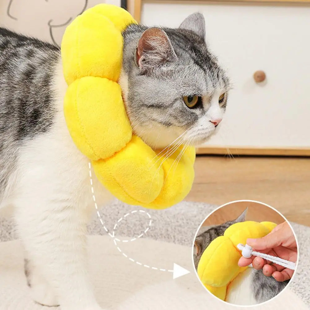 3 Sizes Adjustable Sunflower Elizabeth For Pet Cat Anti-bite Recovery Collar For Dog Cat Sterilization Anti Lick Head K1F9