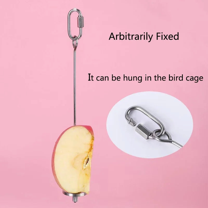 Stainless Steel Pet Parrot Feeder Fruit Corn Fork Toys Chicken Vegetables Holder Hang Cage Feeding Stick Feeder Accessories Pet