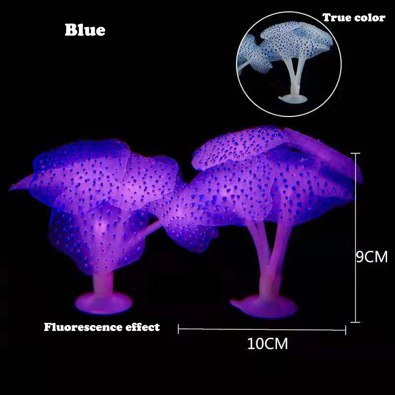 Fluorescent Fish Tank Aquarium Decoration Artificial Coral Simulation Plant Ornament Pets Underwater Landscape With Suction Cup