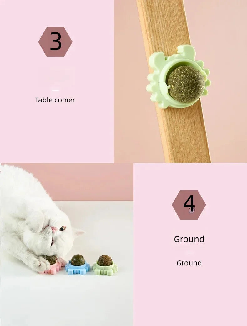 1PC Natural Cats Candy Snack Ball Rotatable Toy Catnip Pure Cat Molar Toothpaste Edible Bolus Teeth Cleaning Bite-resistant Toys