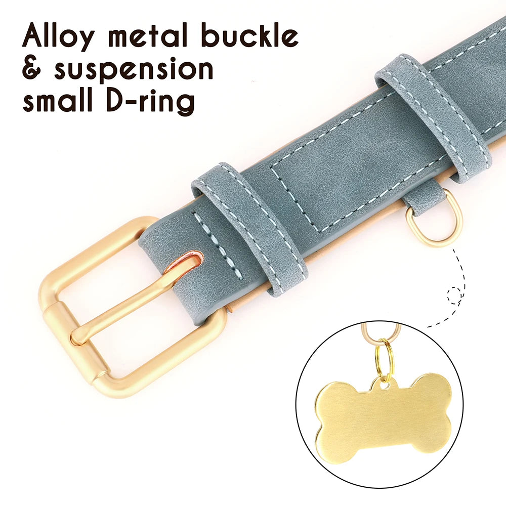 Durable Dog Collar Leather Dogs Collars Soft Padded Pet Pitbull Necklace Adjustable For Small Medium Large Dogs Pug Pet Products