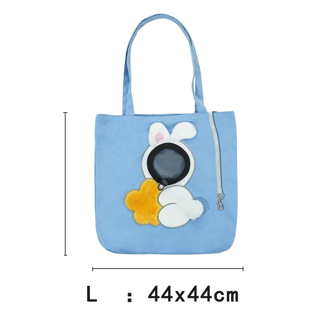 Pet Canvas Shoulder Bag Bee Rabbit Dinosaur Shape Cute Cat Carrier Portable Shoulder Carrying Bag Chest Cat Bag Outdoor Cat Tote