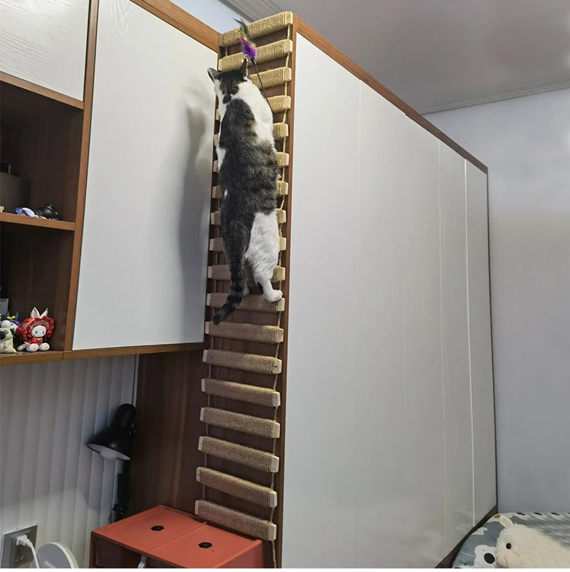 Toys Wall-mounted Activity Cat Wood Sisal Scratcher Climber Furniture ...
