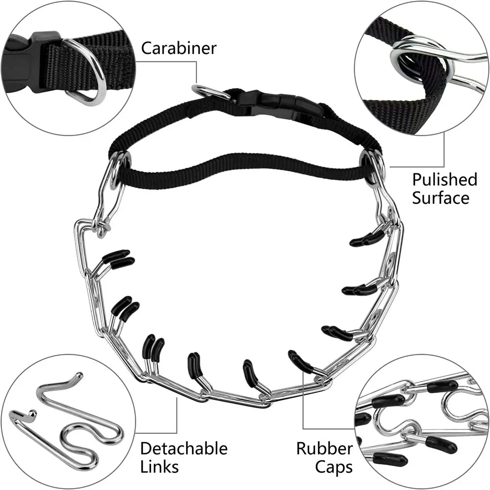 Dog Prong Pinch Collar Adjustable Quick Release Dog Training Collar with Rubber Tip for Small Medium Large Dogs Pet Dog Supplies