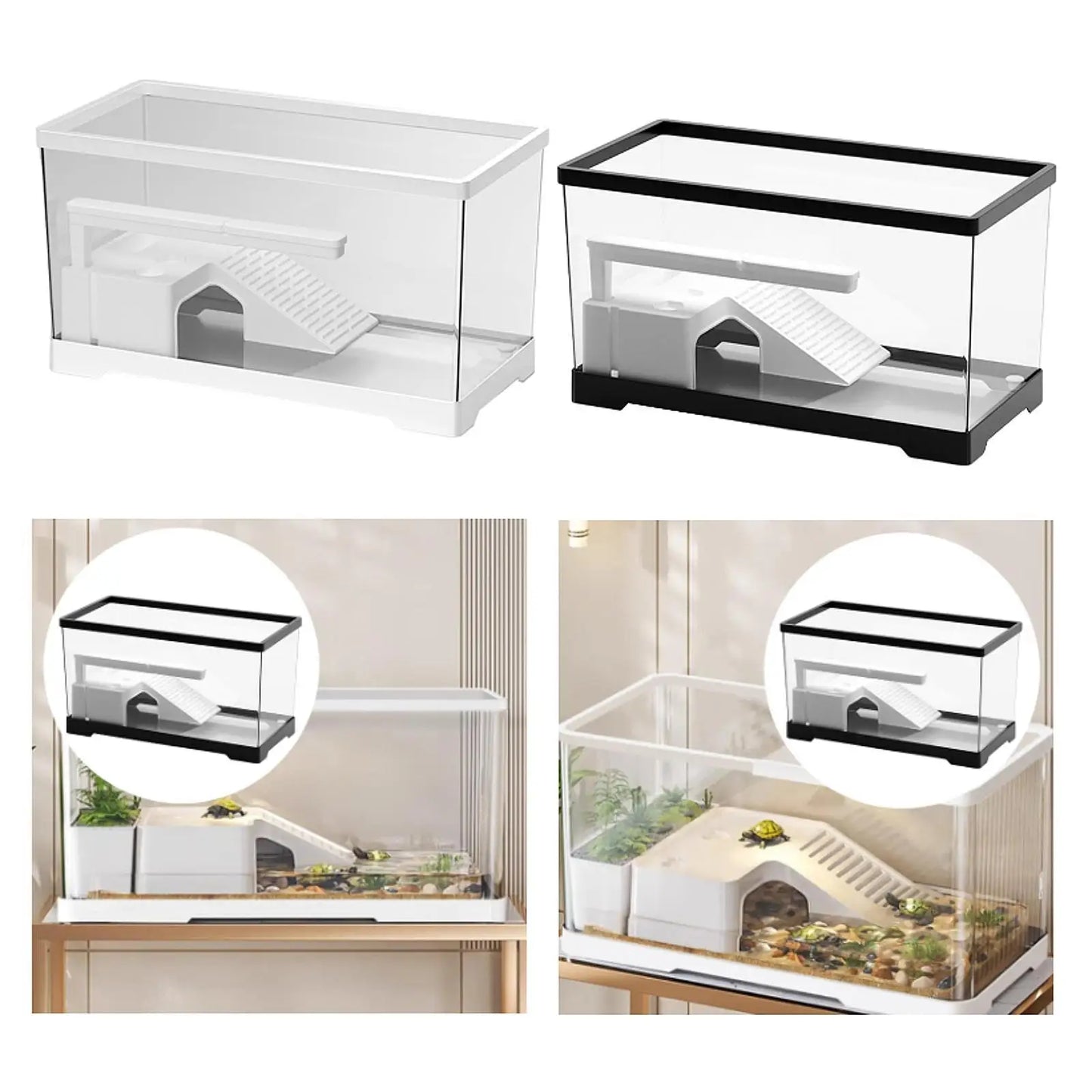 Turtle Tank Aquarium Hideout Terrapin Supplies Breeding Tortoise Enclosure Starter Turtle Habitat Reptile Habitat Indoor Decor