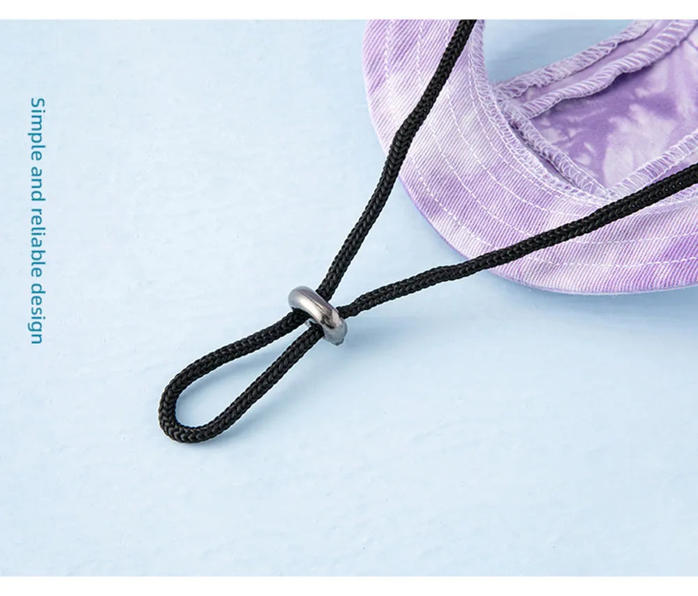 Adjustable Dog Hat Fashion Tie-dyed Pet Bucket Hats with Ear Holes Round Brim Dog Cap Outdoor Sun Bonnet Cat Cap Pet Accessories