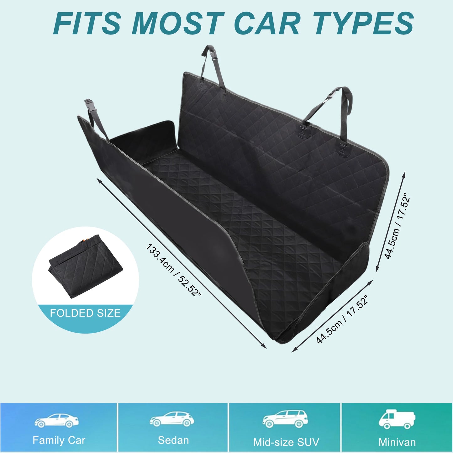 UXCELL Dog Car Seat Cover for Back Seat 600D Oxford Cloth Waterproof Pet Hammock for Car Truck SUV