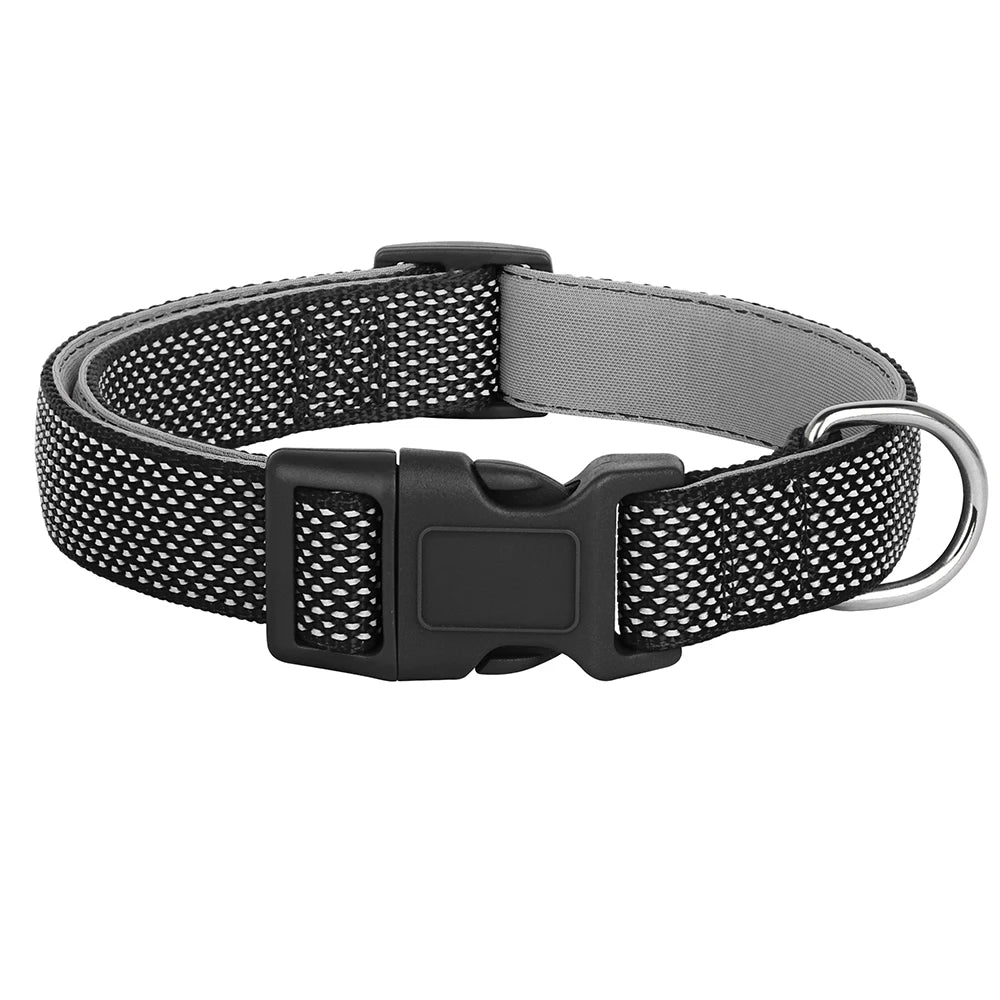 Reflective Pet Dog Collar Durable Nylon Dog Collars Necklace Adjustable Puppy Collars for Small Large Dog Pug Safety In Night