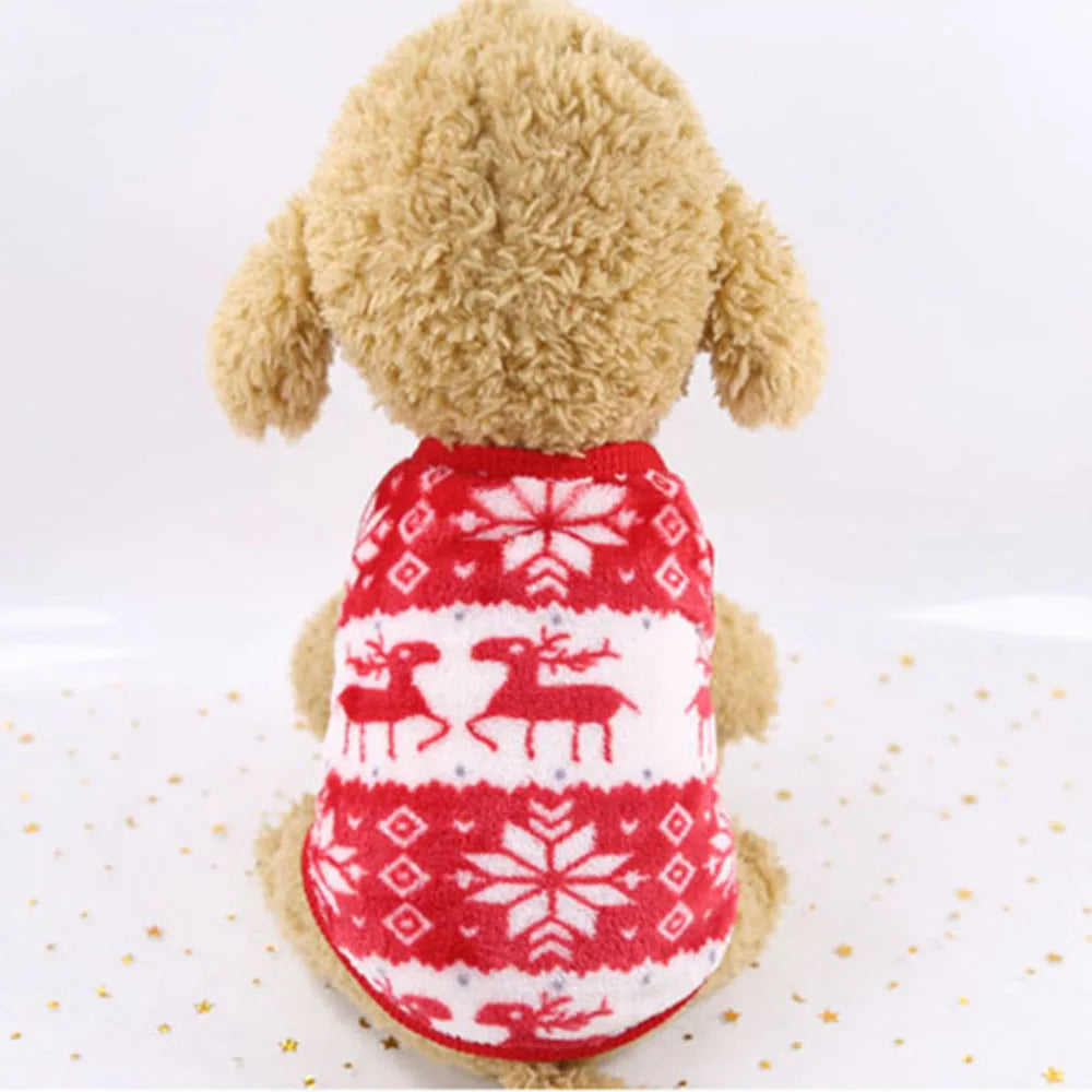 Christmas Dog Clothes Hoodie Pet Dog Sweater Flannel Antlers Scarf Winter Warm Small Dog Outfit Cat Hooded Clothing Costume Coat