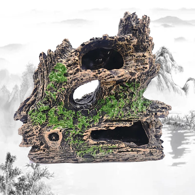 Artificial Aquarium Decoration Resin Tree Root Aquatic Fish Tank Ornament Decor Tree Hole Crystal Shrimp Dodge Breeding House