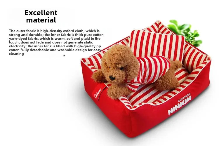 Wholesale Pet Nest Bite Resistant Yarn Canvas Kennel Dog Bed, Teddy Square Dog Bed All Seasons Cat Nest