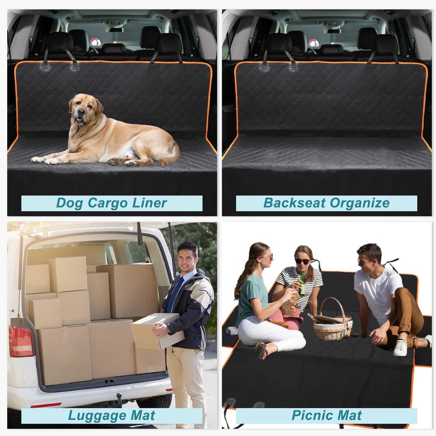 UXCELL Dog Car Seat Cover for Back Seat 600D Oxford Cloth Waterproof Pet Hammock for Car Truck SUV