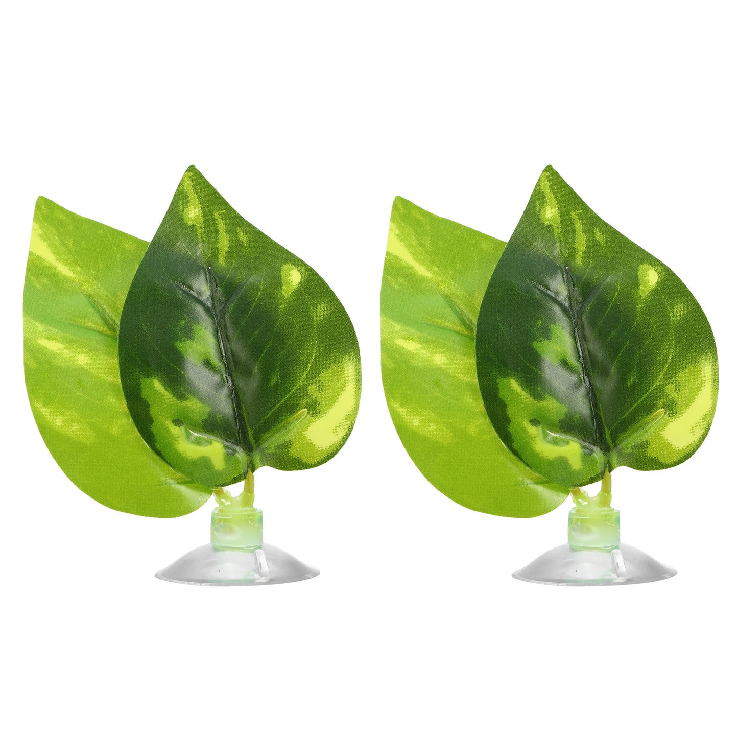 UXCELL 2/4 Pcs Aquarium Artificial Plastic Plants Betta Fish Leaf Pad with Suction Cup Betta Bed Leaf Hammock Resting Hide Decor