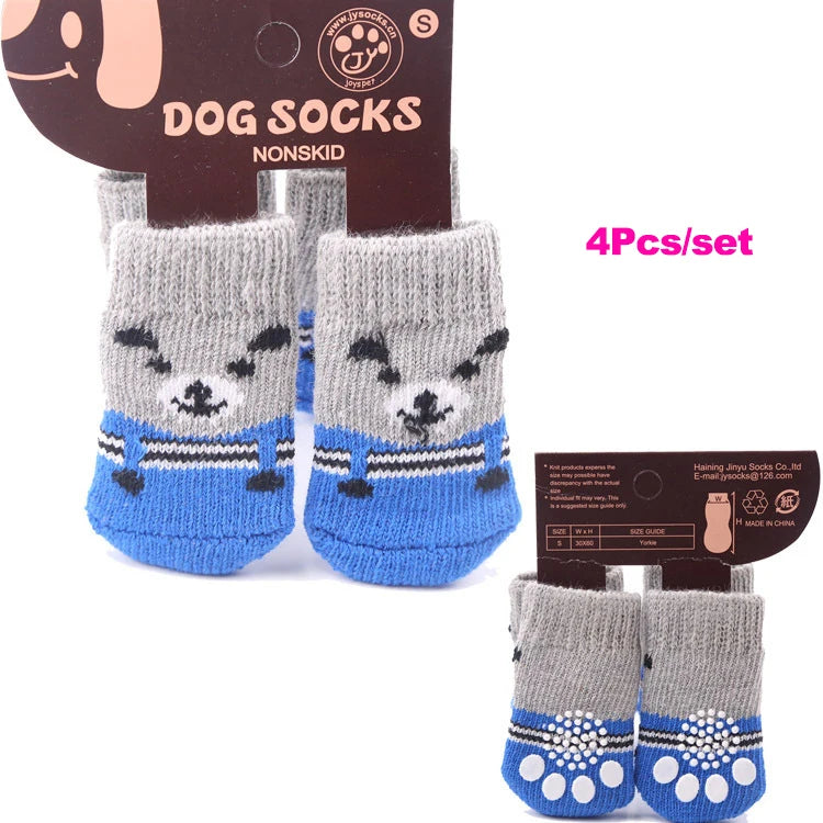 4pcs/Set Dog Shoes For Small Dogs Anti Slip Cat Socks For Cat Cute Dog Socks Pet Chihuahua Dog Clothes Christmas Dog Accessories