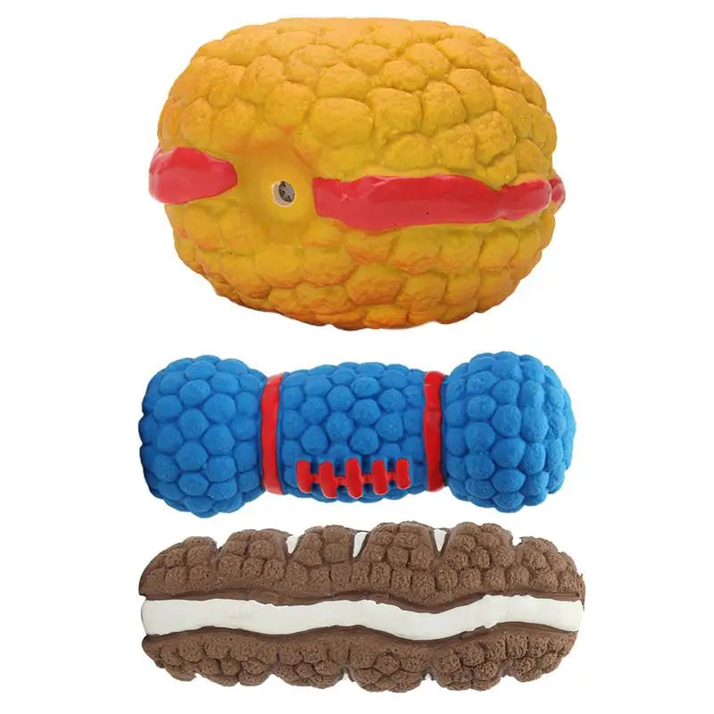 Squeaky Dog Chew Toy Funny Cream Bread Hamburger Breadsticks No Stuffing Dog Toy with Squeakers Pet Squeak Toy