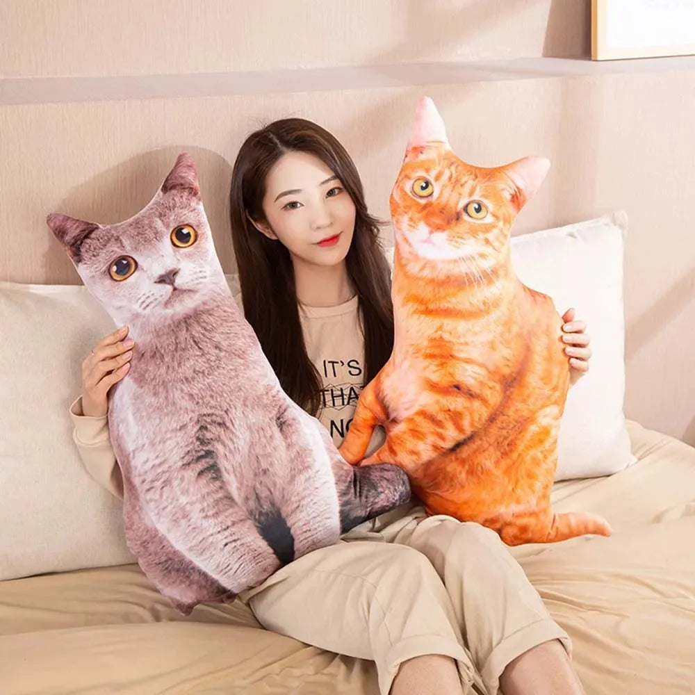 3D Cat Figures Pillows Soft Simulation Cat Shape Cushion Sofa Decoration Throw Pillows Cartoon Plush Toys Friend Kids Gifts