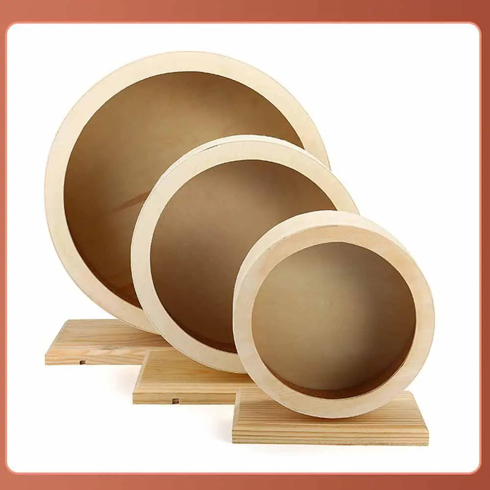Hamster Running Wheel Golden Bear Mute Wooden Belt Bracket With Cork Pad Roller Sports Golden Bear Landscaping Pet Supplies