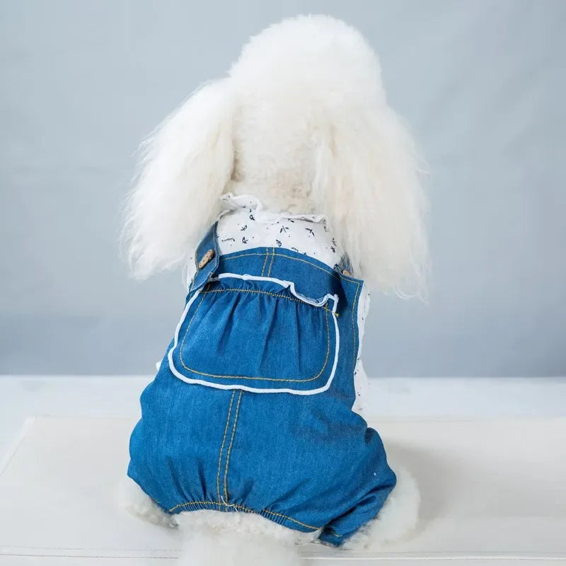 Pet Dogs Clothes Thin Denim Strap Dog Rompers Princess Pet Four-legged Clothes Jumpsuit for Dog Sweet Puppy Kitten Costumes Coat