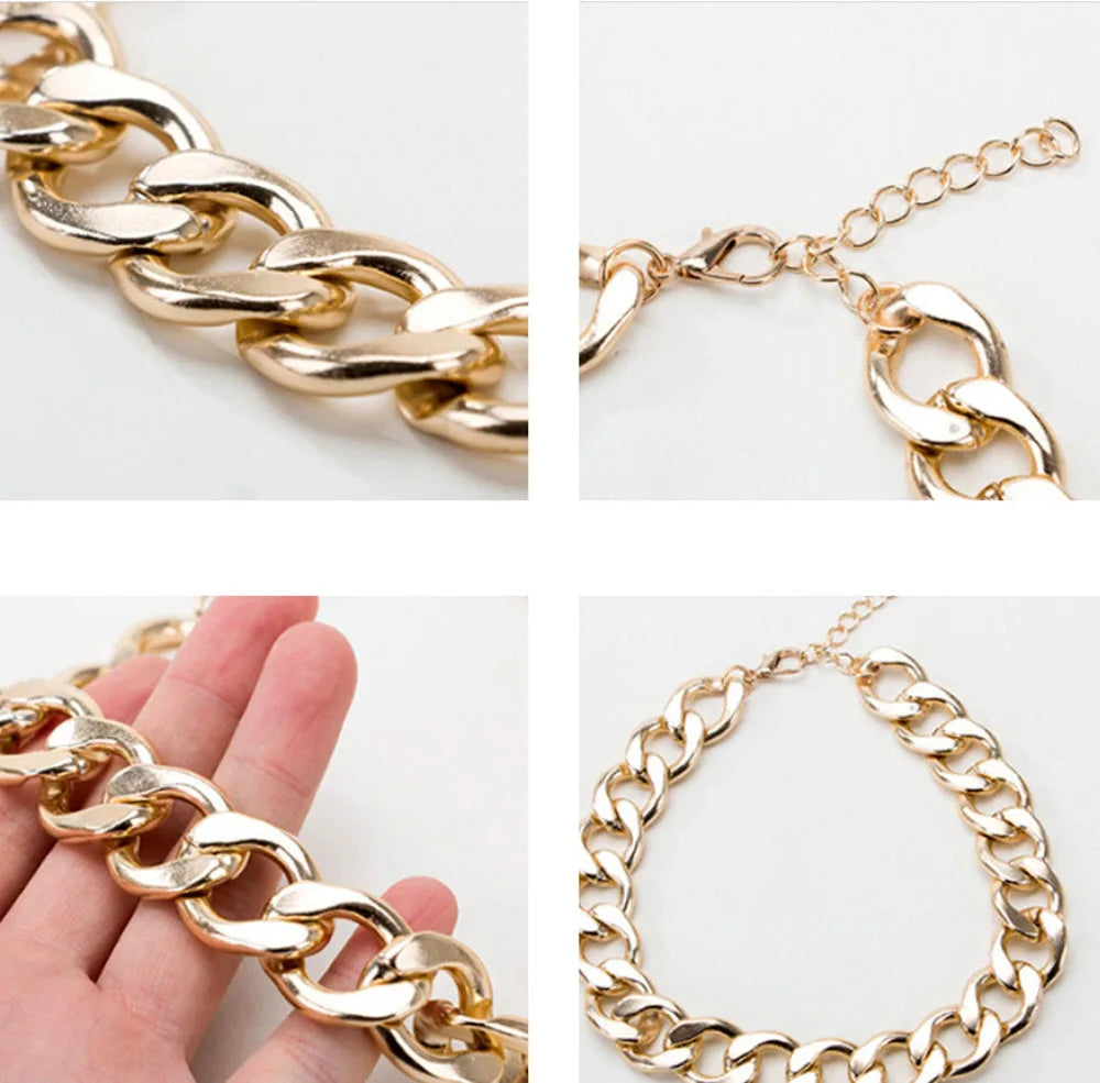 Gold Pet Cat Dog Collar Adjustable Light Plastic Small Dog Cuban Link Collar for Bulldog Puppy Necklace Pet Apparel Accessories