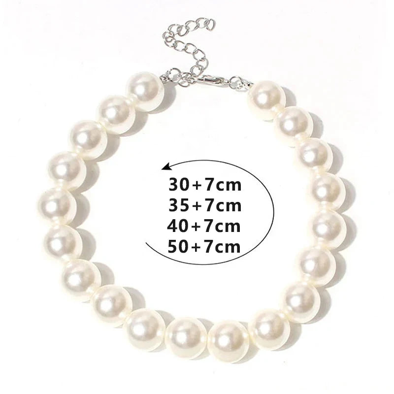 Luxury Dog Pearl Necklace Adjustable Puppy Pet Collar Jewelry Accessories for Small Medium Large Dogs Beagle Yorkie Chihuahua