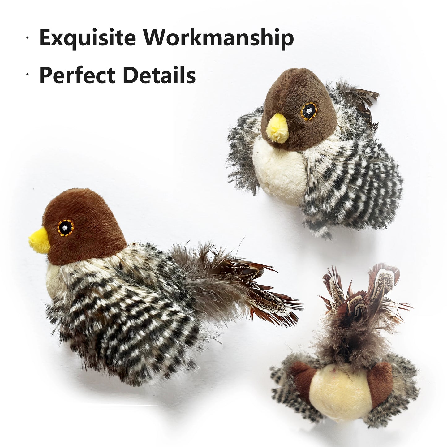 Interactive Cat Toys Electric Squeaky Simulation Bird Plush Cats Pets Teasing Toys with Feather Catnip Kitten Chirping Bird Doll