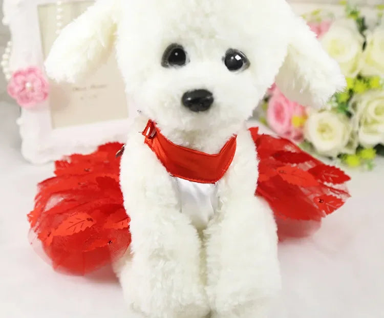 10PCS Pets Accessaries Dogs Cats Princess Flower Lace Dress For Pet Wedding Party Spring Summer small Teddy girl ropa para perro