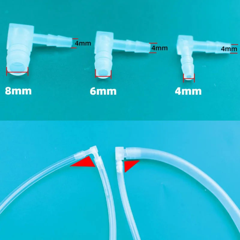 10pcs/lot 4mm Elbow Plastic Aquarium Connectors Fish Tank Air Water Pump Connector Control Valve Air Pipe Tube Accessories New
