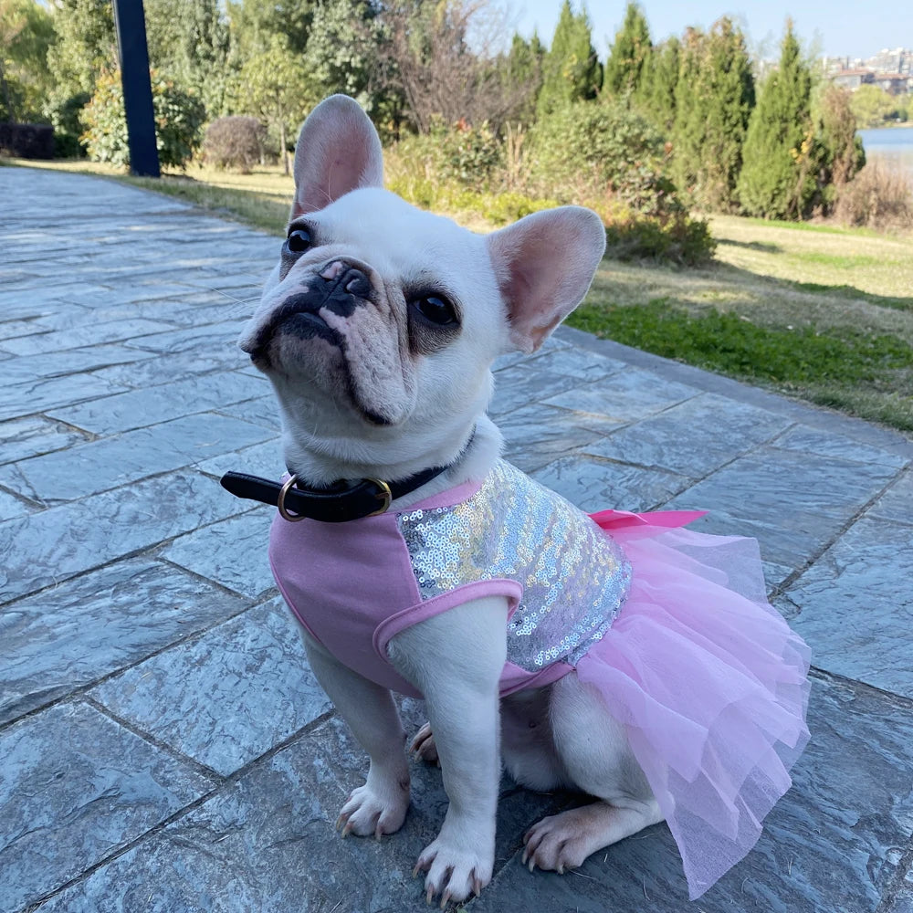 Small Dog Dress Pet Tutu Dress with Sequin Bows Princess Tulle Skirt Puppy Dog Clothes Chihuahua York Terrier Pet Apparel