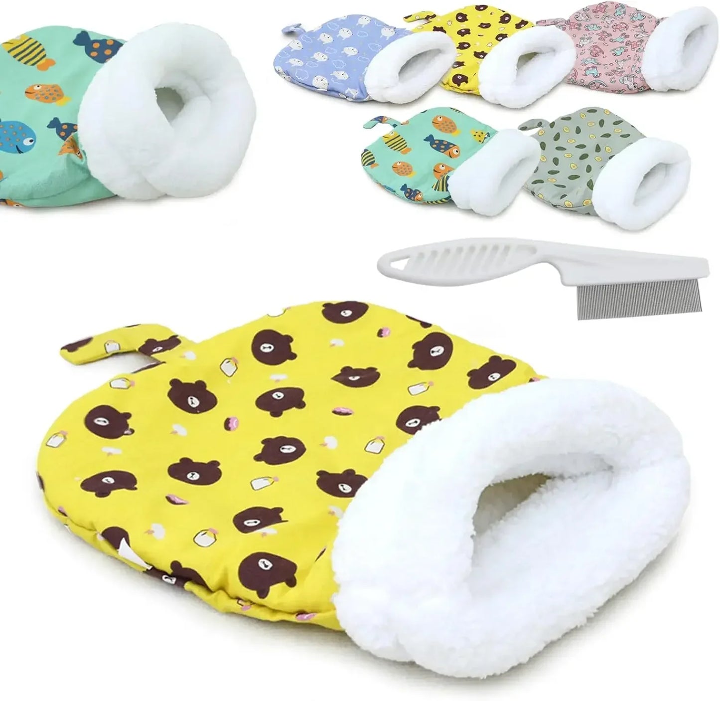 Self Warming Cat Bed, Soft Plush Cat Winter Sleeping Bag, Cat Sleeping Bag for Indoor Cats, Cute Pet Small Puppy Cat Nest Bed