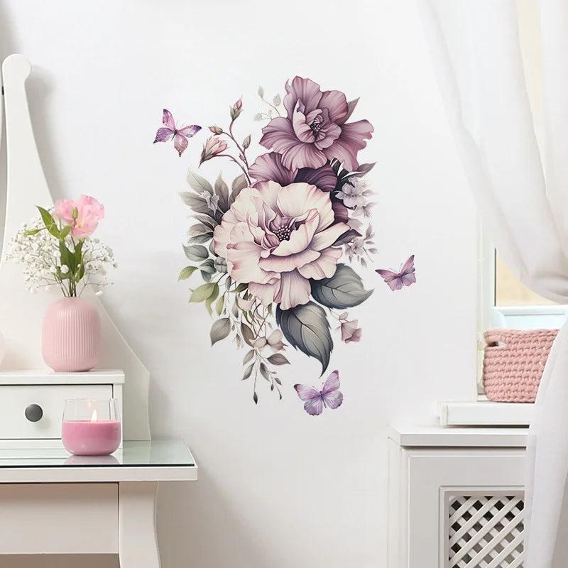 1PCS Painted Branches Flower Birds Bedroom Living Room Porch Home Background Decoration Beautify Wall Paste Self-adhesive