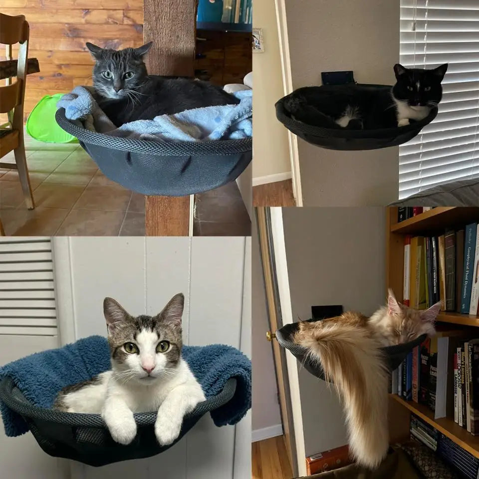 Cat Hammock Wall Mounted Foldable Cat Beds Breathable Cat Wall Shelves for Sleep Overlook Sunbathing Stable Cat Wall Perch
