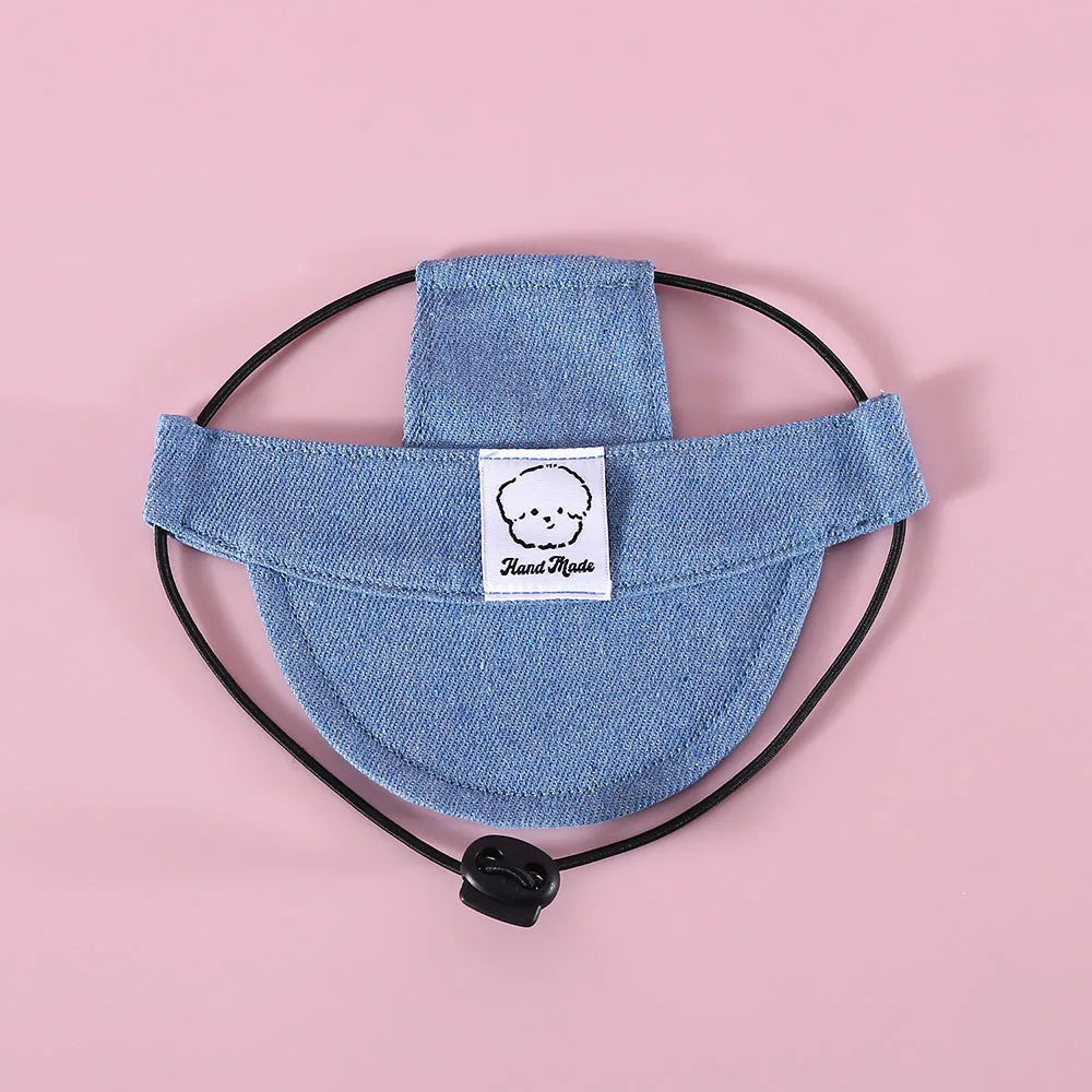 Dog Hat with Ear Holes Fashionable Denim Dog Baseball Outdoor Cap Adjustable Summer Travel Sport Hat for Small Medium Large Dogs