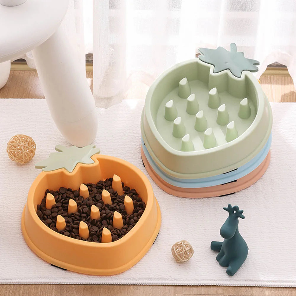 Slow Dog Bowl for Puppy Large Dogs Anti-Gulping Dog Slow Feeder Stop Bloat Slow Eating Pet Bowls Corn Peach Strawberry Pineapple