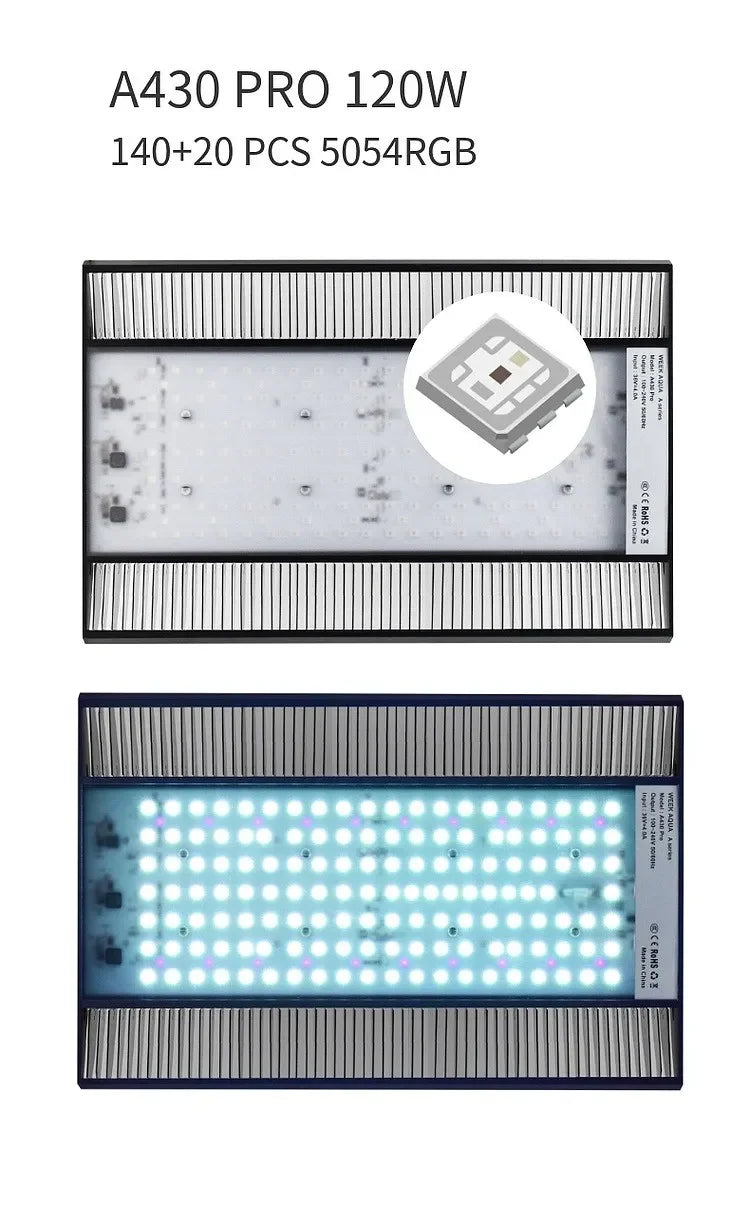 WEEK AQUA A430 Pro Full Spectrum Aquarium Led Light Fish Tank Aquatic Plants Light with APP Bluetooth Controller and Shade Plate