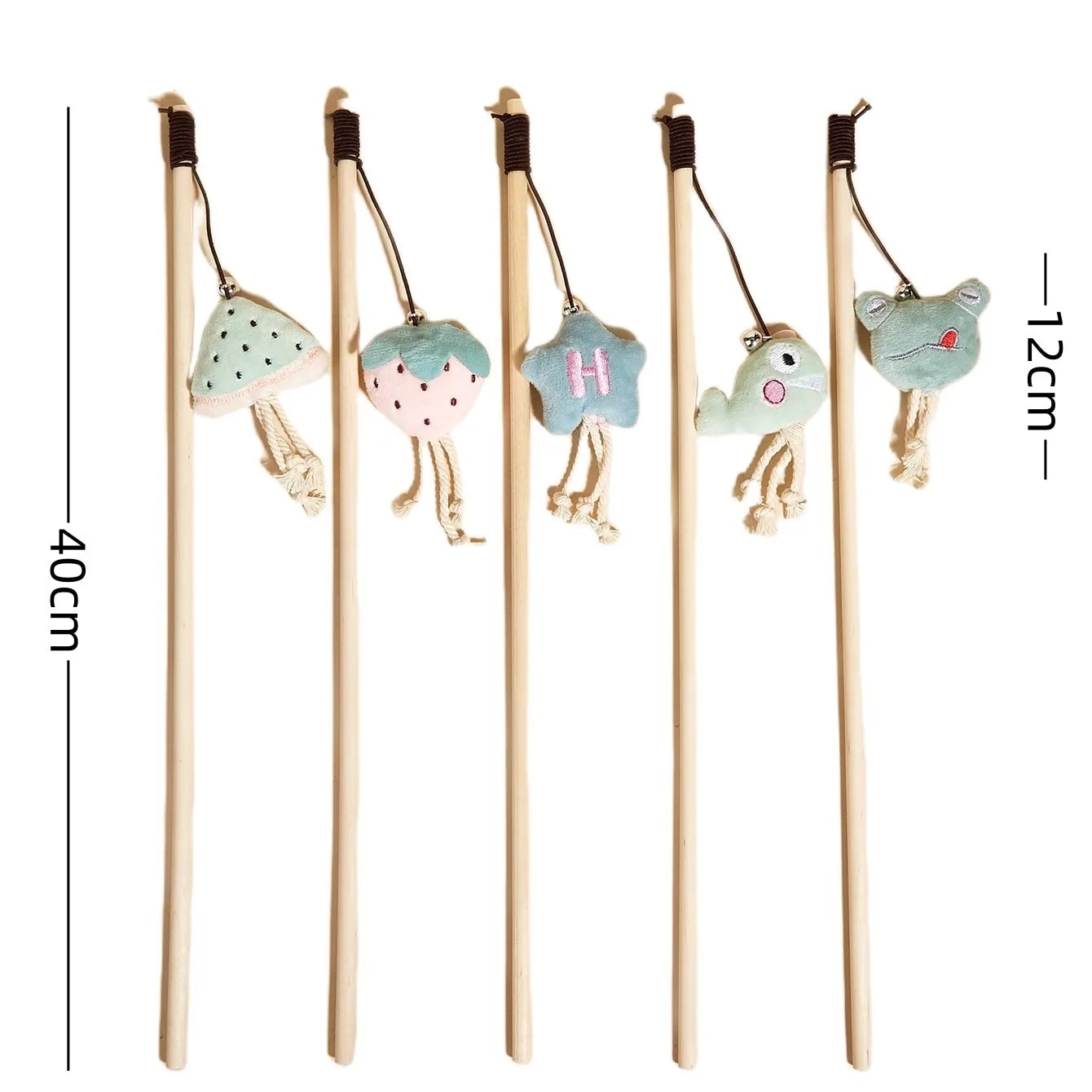 Cat Toy Cat Teaser Sticks Wooden Rod Funny Cat Stick Light Color Plush Doll Elastic Rope With Bell Cat Self-hi Toy