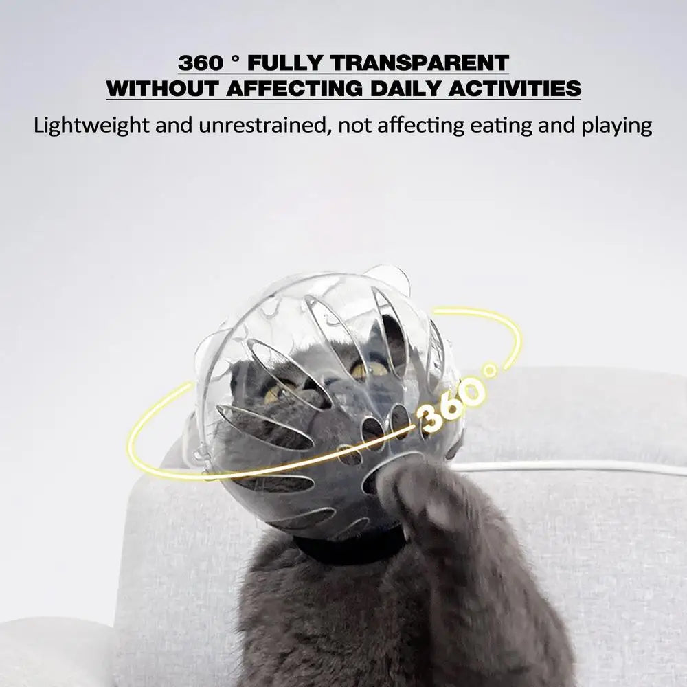 Transparent Cat Muzzle Anti Bite Transparent Cat Head Cover Breathable Clear Pet Accessories With Magical Sticker Cat Bubble Muz