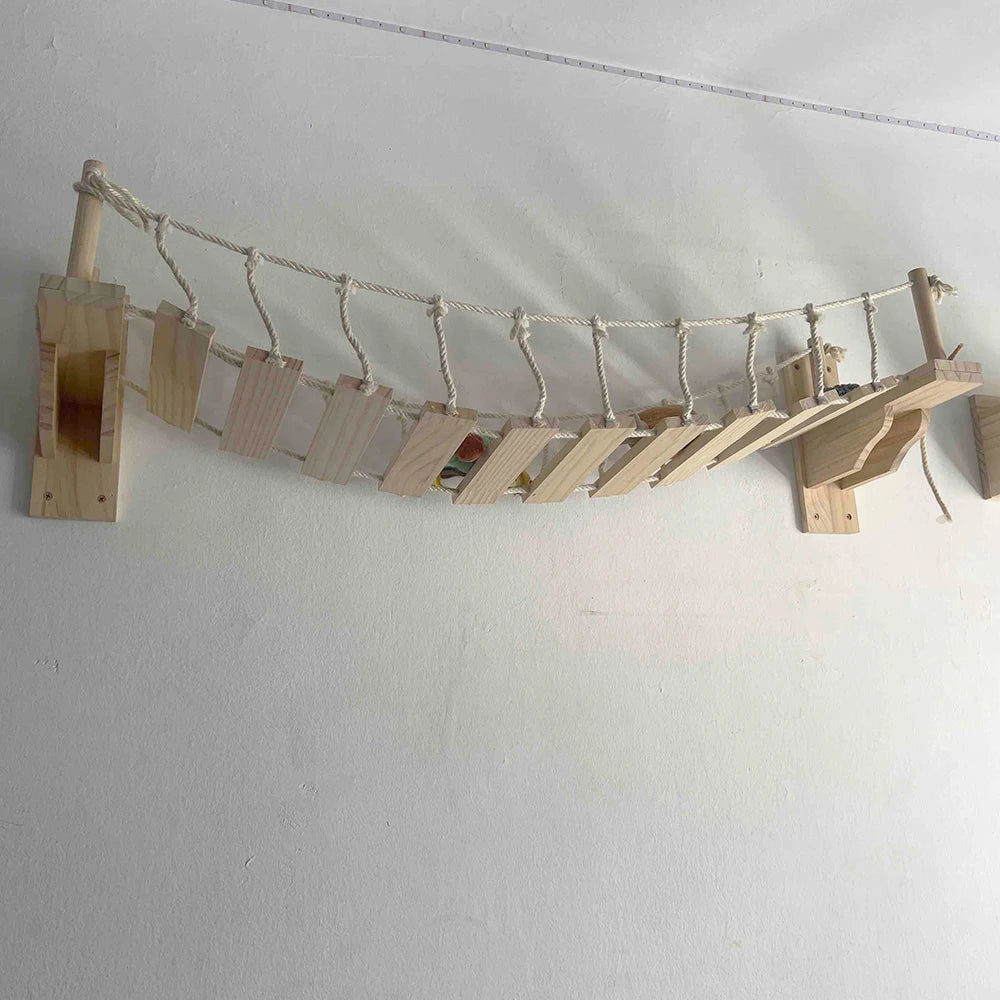 100CM/115CM Cat Bridges Wall Mounted Wooden Climbing Kitty Activity Furniture Shelf for Cat Perch and Rest Indoor Supplies