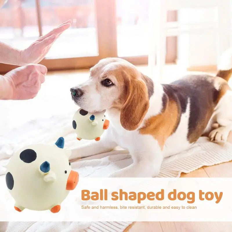 Small Dog Squeaky Toys Round Cartoon Animal Shape Indestructible Dog Teething Toys Reduces Buildup Without Brushing No Stuffing