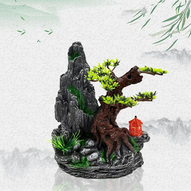 Resin Aquarium Rockery Mountain Decoration Artificial View Rock Cave Stone Tree Fish Tank Ornament Pet Supplies Home Decor New
