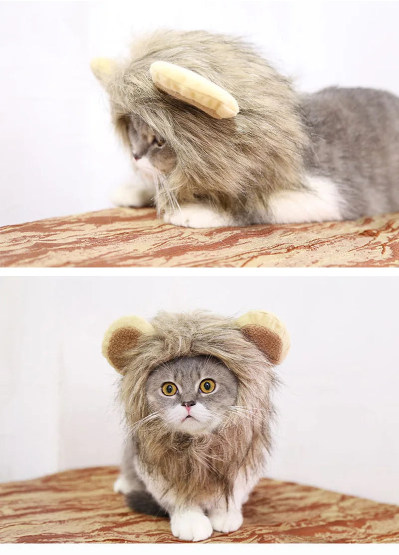 Lion Cattle Pattern Dog Costume Hat for Cat New Year Party Birthday Costume Pet Dogs Products Keep Warm Winter Puppy Accessories