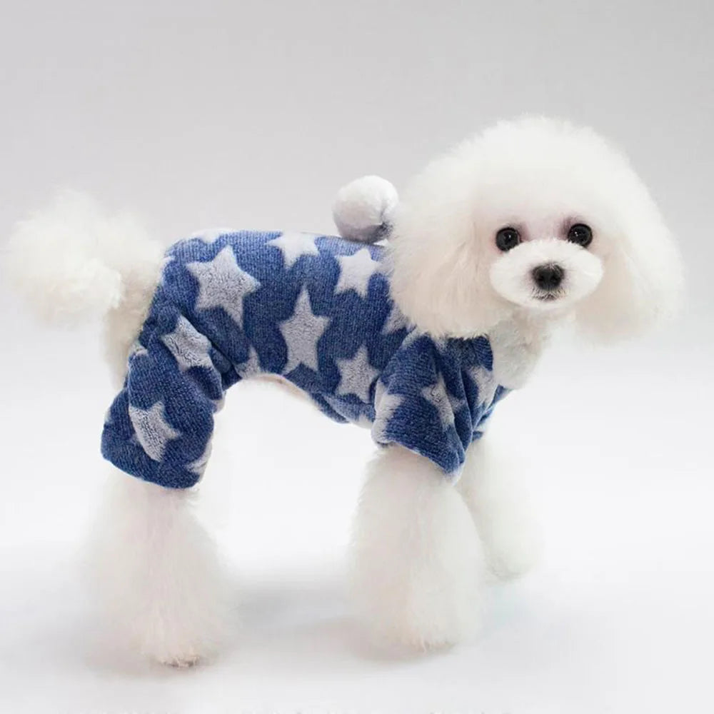 Soft Dog Pajamas Pjs Small Dogs Sweater Warm Doggy Winter Clothes Puppy Jumpsuit Flannel Onesie for Chihuahua Pet Cat Clothing
