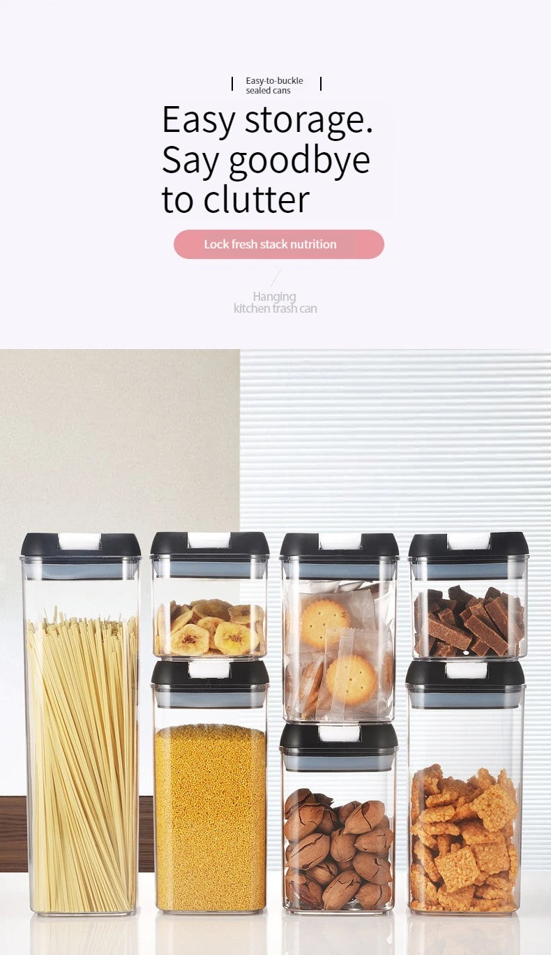 7pcs/set Food Storage Containers Plastic with Lids Kitchen Storage for Rice Sugar Flour Pasta Cereal Storage Containers