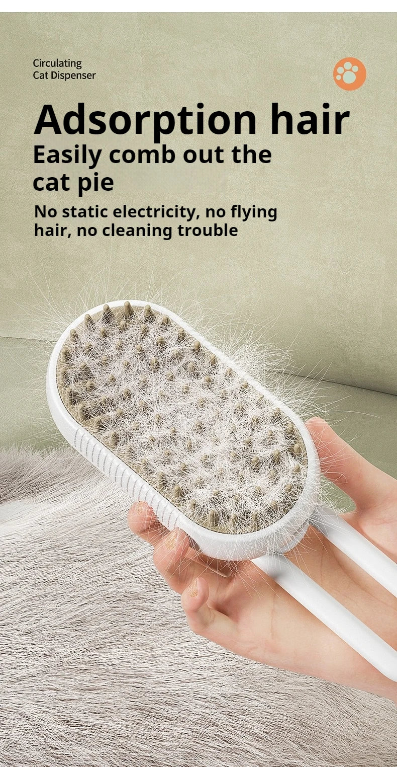 3 in 1 Pet Cat Dog Steamy Spray Cleaning Brush Electric Anti-splashing Hair Removal Massage Brush Pet Grooming Hair Removal Comb