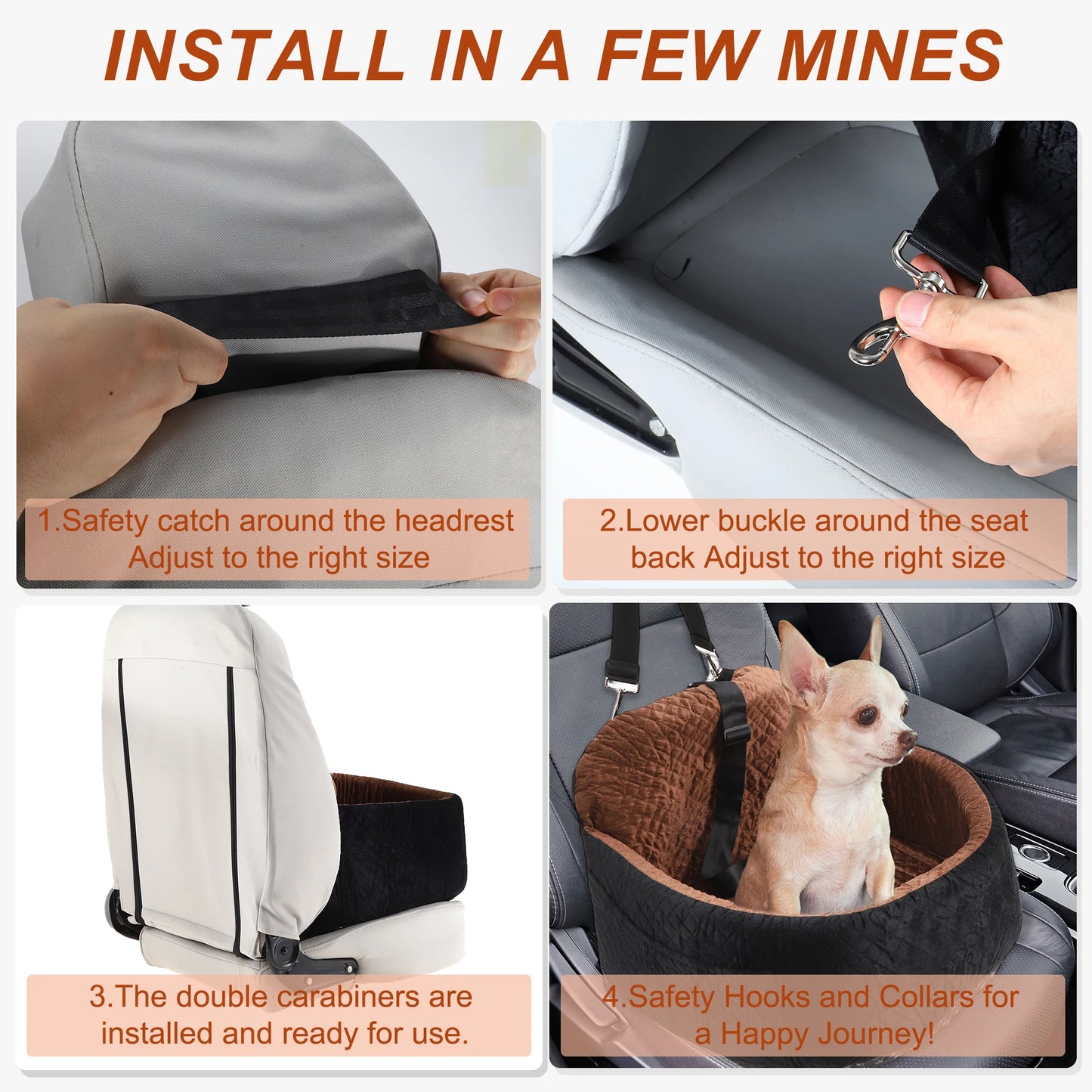 UXCELL Fashion Dog Car Seat Casual Solid Dog Beds Mats for Small Medium Dog Removable Safe Comfortable Travel Dog Supplies